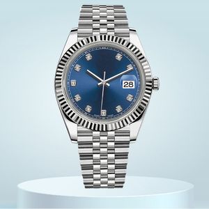 MENS Titta på AAA Quality Designer Watches 8215 Movement 36mm 41mm All rostfritt stål Rem Datum Vattentålig Blue Golden Womens Luxury Watch Par Julpresent