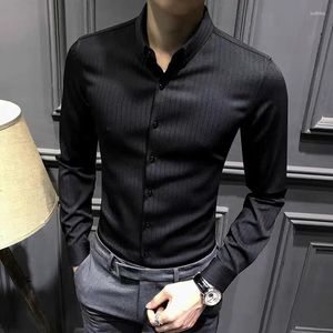 Camisas de vestido masculinas Primavera masculina camisa listrada slim fit negócios formal homens chemise homme streetwear blusas casuais