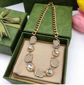 Designer Diamond Long Pendant Halsband Dubbla bokstav Slänsande tröja Kedja Halsband Rhinestone Pendants For Lover Gift Wedding Party Jewelry