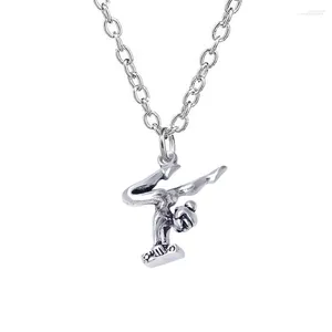 Pendant Necklaces Fashion Gymnastics Fitness Jewelry Balance Beam Handstand Girl Metal Necklace Movement Women Gift Customizable