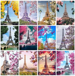 Evershine Full Square Diamond Målning Eiffel Tower 5d DIY Mosaic Full Set Brodery Landscape Rhinestone Pictures Home Decor3019691