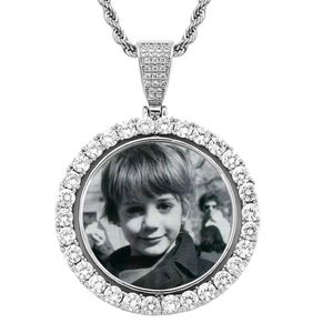 catena di corda foto collana designer per donna uomo cornice circolare girevole foto su 2 lati collezione di collane con ciondolo commemorativa di gioielli personalizzati