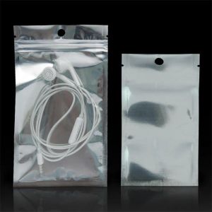 Aluminiumfolie Plastdragare med dragkedja Rensa återförslutningsbara Mylar -dragkedja Packages Pouch för elektronisk Accessorie Mobiltelefon CALL Batteri