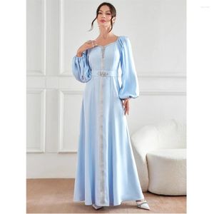 Ethnic Clothing Diamonds Abaya Eleganckie kobiety muzułmańskie długie sukienka Maxi Turkey Arabic Kaftan Islamic Eid Ramadan Party Suknia Maroko Jalabiya