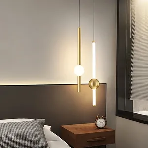 Pendant Lamps Creative Bedroom Lamp High-End Gold For Background Wall Bedside Lights LED Indoor Hanging Light