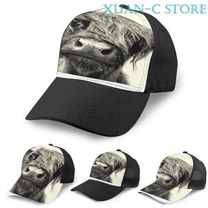 Boll Caps Highland Cow Basketball Cap (3) Men Kvinnor mode överallt svart unisex vuxen hatt