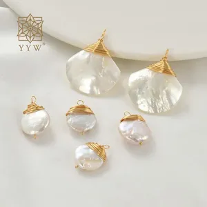 Pendant Necklaces 1pc White Freshwater Pearl/Shell Pendants For Women Craft Charm Earring Bracelet Necklace Fashion Jewelry Making