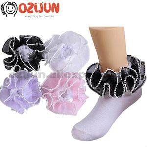 Çocuk SOCKS 6 Pack Bebek yürümeye başlayan çocuk boncuklu sınır fırfırlı tutu çorap bebek kızlar fırçalı çoraplar zarafet dantel çorap pembe siyah 0-18 y çocuklar gençler 231021