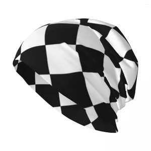 Berets Black And White Harlequin Pattern Knit Hat In Wild Ball Women's Hats Men's