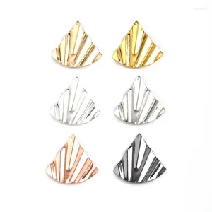 Charms 31.9 32mm Brass Single Hanging Striped Geometric Triangle Copper Piece Hole Scalloped Earring Necklace Pendant