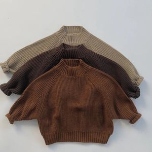 Scardigan Korean Style Baby Girls Boys Knitt Pullover Slewale Autumn Winter Kids Solid Kolor Pullover Ubrania 231021