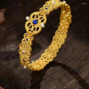 Link Armbänder Französisch Vintage Lapis Lazuli Süßwasser Perle Armreifen Für Frauen Luxus Und Exquisite Armband Schmuck Zubehör Großhandel