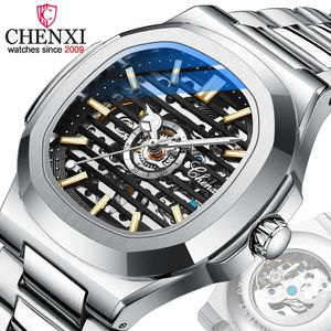 Montre Homme Chenxi zegarek szkielet zegarków Top Brand Pełna stal Automatyczna mechaniczna Wistwatches Mężczyźni