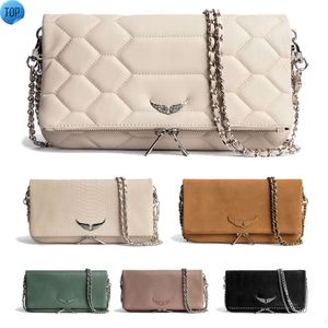 Zadig Voltaire Pochette Pochette Rock Swing Your Wings Cross Body Tote Sacs à main de luxe Designer Véritable Sac cosmétique en cuir Femmes Hommes Chaîne de mode6G