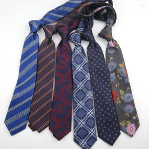 Bow Ties 7cm polyester för män bröllopsklänning randig gravata mager smal slips tillbehör gåva