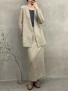 Women's Suits 2023 Autumn V-neck Wool Suit Jacket Blazer Women / Skirt