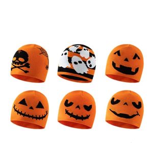 Halloween hattar är roliga och söta för barn och vuxna stickade ull halloween hatt pumpa skalle huvud mångsidig varm höst och vinter rolig halloween hatt