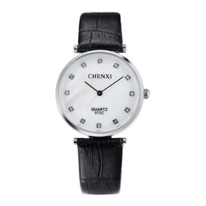 2018 CHENXI Sier Dress Web Leather Quartz Bracelet Wristwatches Diamond Watch for Men Women Male Female Lovers