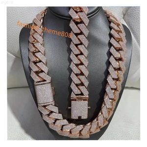 Rapper Cuban Chain 925 Silver 20mm Wide 3 Rows Vvs Moissanite Full Iced Out Cuban Link Chain Necklace