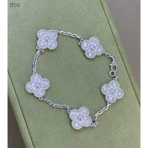 Bracciali Van Clover braccialetto braccialetto vanly cleefly Bracciale a cinque fiori in erba a quattro foglie di alta edizione placcato in oro 18 carati True V sbiadito Peter Stone Argento Shining Stone Co