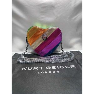 Kurt Geiger Heart -formad axelväska Luxury London Lou Designer Women Man Mini Axel Metal Sign Pochette Clutch Tote Crossbody Chain Bags Evening5K