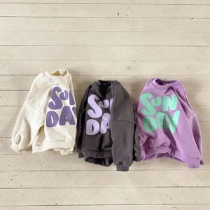 Hoodies Sweatshirts 9332 Familj Matchande kläder Patchwork Autumn Winter Parent Child Letters Loose Leisure Tops Kid's Pullover 231021