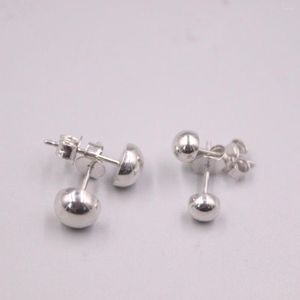 Stud Earrings One Pair Real 18K White Gold For Women 5mm/7mm Half Ball Simple Style