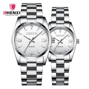 CHENXI 003A брендовые модные часы для пар, повседневные часы из нержавеющей стали, набор мужских и женских наручных часов, подарки