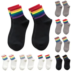 Men's Socks Unisex Xmas Rainbow Warm Cotton Fashion Chrismas Striped Winter Max Cool Running Women