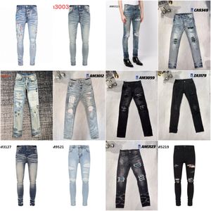 Mens Jeans Distressed Ripped Jean Slim Fit Motorcycle Biker Denim Pants for Men Fashion Designer Pantss Hip Hop