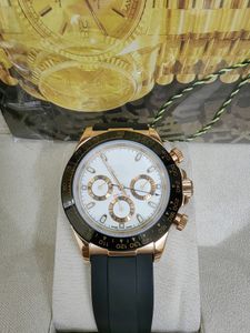 Z oryginalnym pudełkiem automatycznym zegarem 40 mm gumowym białym paskiem stali nierdzewnej Trzy oczy Sapphire Waterproof Watches Luxusuhr Montre de Luxe 2024