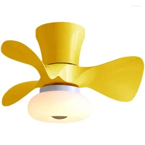 Modern Simple Fan Ceiling Light Timable And Low-energy 6 Speed Wind Control Colorful Macoron Fans Lamp For Living Room Bed