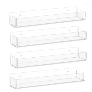 Rack de armazenamento de cozinha montado na parede, organizador de prateleira de acrílico transparente para porta de armário de despensa, 4 pacotes