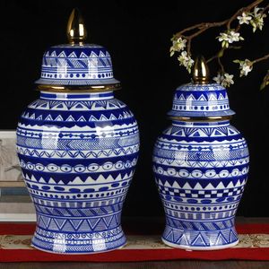 Bottles Jingdezhen Hand-painted Blue And White Porcelain Large Ceramic Temple Jar Ornaments Chinese Home Decoration