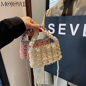 Evening Bags Women Messenger Bag Sweet Pearl Crossbody Bag Beads Evening Bags Party Wedding French Female Clutch Lipstick Purses 231019