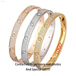 New De Luxe Bracelets Stainless Steel Charm Screw Love Full Diamonds Bangles for Girls and Men