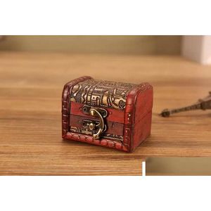 Pudełka biżuterii vintage pudełko organizator magazynowy mini drewniany wzór kwiatowy metalowy pojemnik