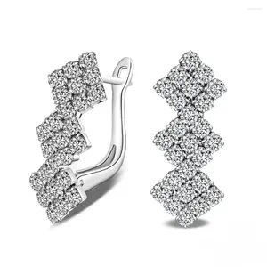 Stud Earrings Fashio 2 Color Geometry Crystal Brincos 925 Silver Needle Simple Jewelry Design Zirconia For Women
