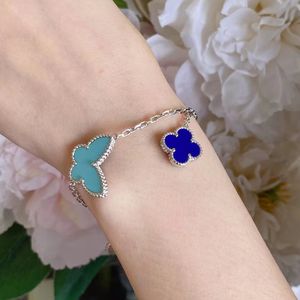 Luxusmarke Klee Designer-Armbänder Schmuck Silber blauer Stein Schmetterling Liebe Herz Stern Blumen limitierte Auflage Armreif Clip Ohrringe Halsketten