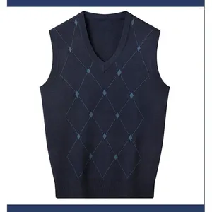 Men's Vests Autum Argyle Pullover Fashion Designer Brand Diamond Sweater V Neck Vest Men Knitted Sleeveless Casual Clothing A29