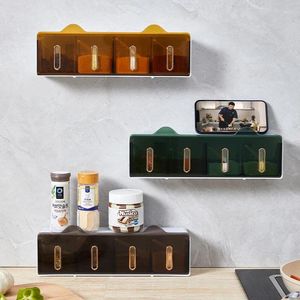 Kitchen Storage 4 Cans Spoons Wall Mounted Drawer Type Seasoning Box Hole Free Combination Package