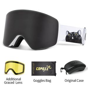 Ski Goggles COPOZZ Professional Winter Ski Goggles Magnetic Quick-Change Double Layers Anti-Fog Snowboard goggles Men Women Ski Equipment 231021