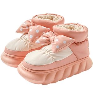 Chinelos de algodão de salto feminino inverno interior casa nova pilha Engrossar e manter quente Mil grama verde cinza Leite chá café azul rosa antiderrapante espessura bota de neve masculina inverno