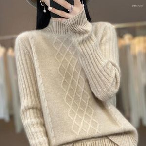 Women's Sweaters Luxury Oversized Turtleneck Sweater For Women 100 Pure Cashmere Thick Cable Knit Perfect Layering