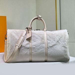 Puffy Keepall 50 bagagepåse Vinterhandväskor Purse dragkedja Stängning stor kapacitetsfickor Silver hårdvara M23108 män reser crossbody väskor