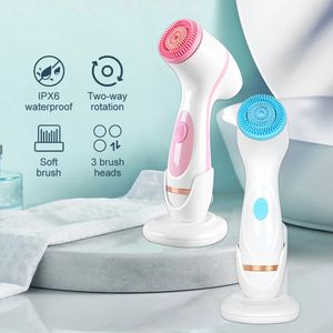 Cleaning Tools Accessories 3 in 1 Electric Cleansing Brush Silicone Rotating Face cleanser Brush Deep Cleaning brush Waterproof Massager 231023