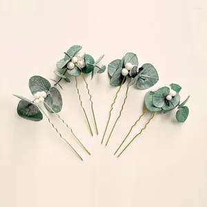 Decorative Flowers Handmade Hair Pins Dried Real Eucalyptus Leaves Bridal Greenery Boho Wedding Decorations Eucalyptu Pearl Pin