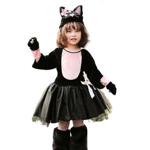 Traje de halloween feminino designer cosplay traje novo halloween gato preto cosplay roupas gato persa animal gato bonito