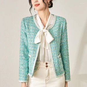 Women's Jackets 30% Wool Tweed Vintage Jacket Autumn Long Sleeve Coat Office Lady Fashion Suit Coats Slim Elegant For Women