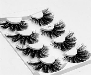 UPS 4 Paar 25 mm 6d Faux Mink Lashes mit Paketbox Wispy Natural Mink Lashes Pack Wholes Natural Slik False Eyelashes6374277